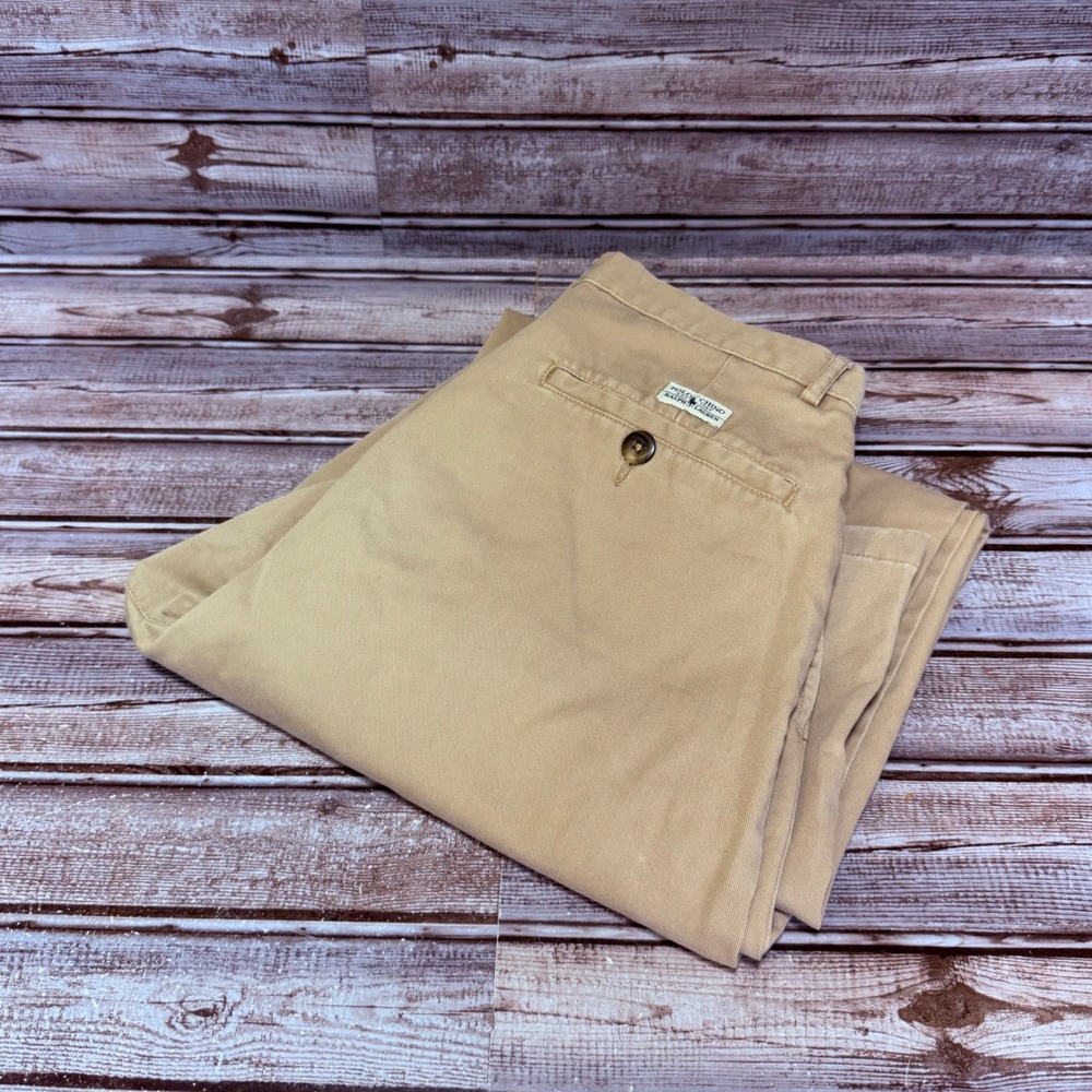 Polo Ralph Lauren Chino Pants Boys 20 Tan Pleated Twill 100% Cotton